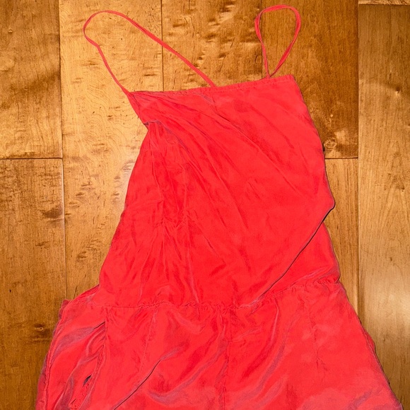 Free People RARE Open Back Backless Silk Jumpsuit Capri Length Tie Back Peach - Picture 9 of 14